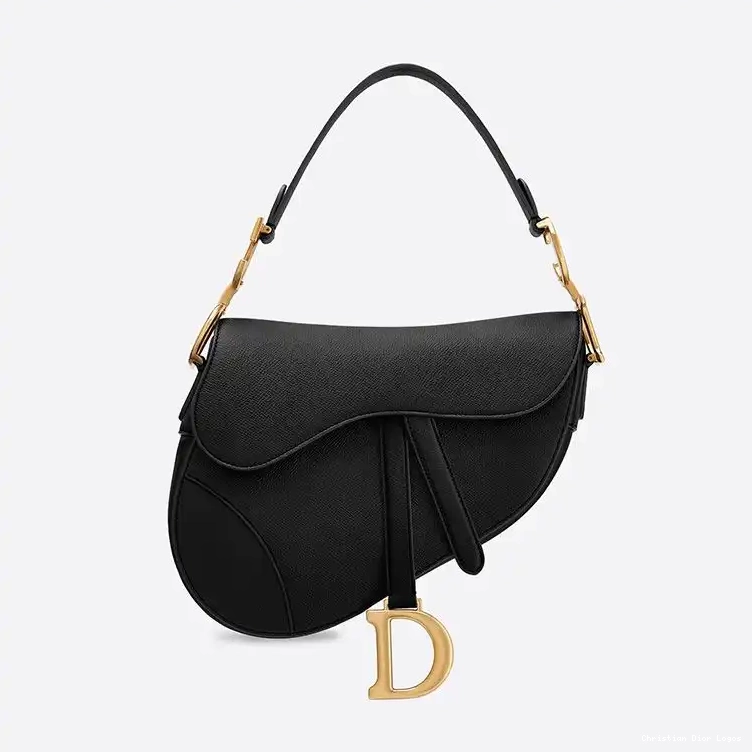 Black Dior Grained Calfskin Saddle Bag 0503 Luxury